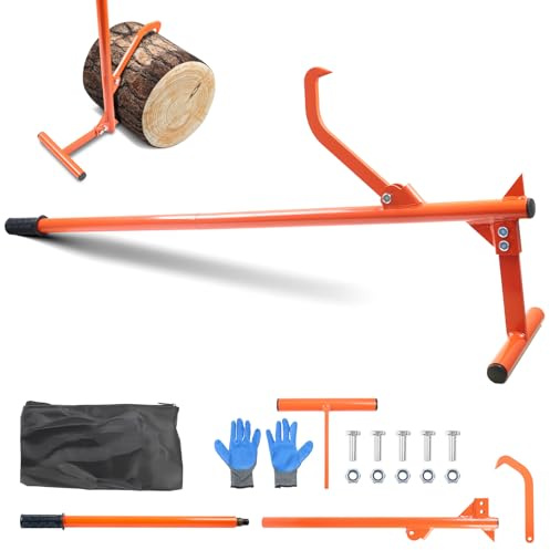YedZen Fällheber, 130cm Holzheber Öffnung Max 32,5cm mit Verstellbarer Wendehaken und Rutschfester Handgriff, Stahl Geschmiedeter Heber für Fällen, Aufrollen, von Bäumen Forst, Waldarbeit