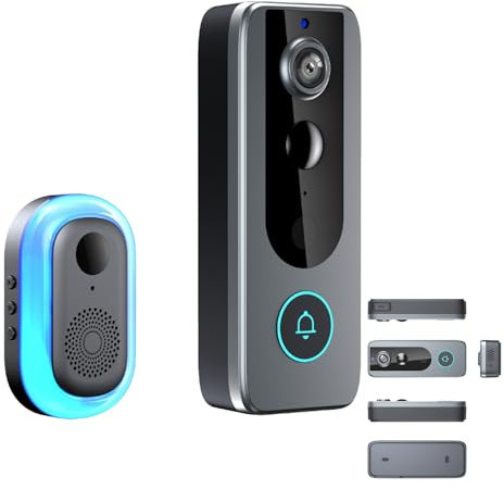 GuardianBell Pro – Smart WiFi Doorbell & Security Cam in One, Motion Alerts, Live View and Two-Way Audio, Auto Snapshots, Local Recordings, Easy Installations (#A)