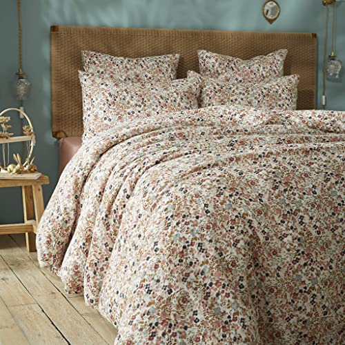 Housse de Couette Gaze de Coton imprimé Floral Rose 240x220