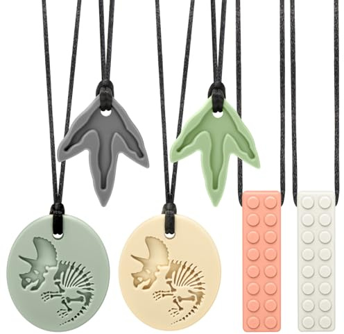 CLDY Kaukette für Kinder, 6er-Pack sensorische Kauketten,Autismus-Spielzeug | für Jungen und Mädchen, Beißring aus Silikon BPA-frei, perfekt für Kinder mit ADHS, Beißende, Fingernägel Kauen, ab 3 Monaten