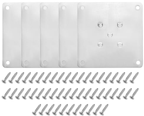 sourcing map 5Pcs Furniture Leg Flat Mounting Plates, 100mm/3.9inch Flat T-Plate Connector Attachment Bracket Base with Screws for Chair Sofa Cabinet Repair