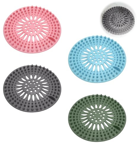 4 Stück Haarfänger Dusche, Haarsieb Dusche Abflusssieb Silikon (12.5cm), Duschabfluss Haarfänger Haarsieb Badewanne Duschsieb Silikon Badezimmer, Abflusssieb Badewanne für Badezimmer Duschen