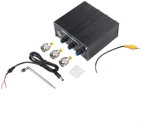 Jotekonoby QRM Eliminator X-Phase HF-Bänder 1-30 MHz - Zweite Generation Funk-Rauschunterdrücker mit Phasenwinkeleinstellung und Verstärkung für Antenneneinspeisung, Aluminiumgehäuse, Schwarz