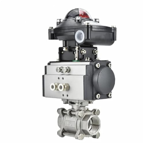 1 Dreiteiliger pneumatischer Kugelhahn mit hoher Plattform, Edelstahl 304, doppeltwirkender Zylinder mit Signalrückmeldungsschalter, 1 Stück