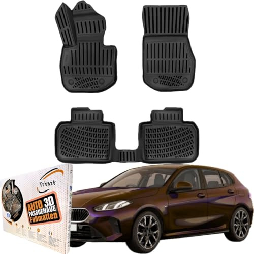 Trimak 3D Fussmatten für BMW 1er F70 ab 2025 | Gummimatten aus TPE Gummi, Passgenau, Wasserdicht, Hoher Rand, Rutschfest, Leicht zu Reinigen
