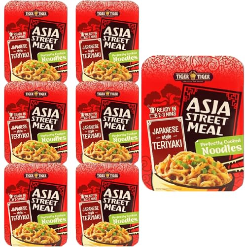 Tiger Tiger Asia Street Meal Japanese Style Teriyaki Noodles Pack of 6 (262g Each) – Instant Noodles Multipack, Microwave Noodles Pot, Instant Meals & Sides, Ready in 2–3 Minutes