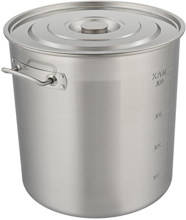 Grande Marmite Inox 50L, Marmite Professionnelle Acier Inoxydable 201, Faitout Géant 53Qt avec Couvercle, Marmite à Soupe Induction/Gaz pour Restaurant Buffet Traiteur, Argent 40x40cm