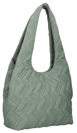 Zwei Damen Shopper CLEO CL100 Handtasche 9 Liter, leichte Nylon Tote Bag im Casual Stil, gepolsterte Puffer Tasche mit Reißverschluss und Innenfächern, aus recyceltem Nylon gefertigt