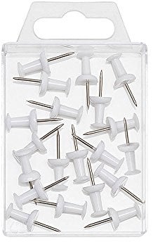 Wedo 54100 Pinnadeln Diabolo-Form in Klarsichtdose, 20 Stück, weiß
