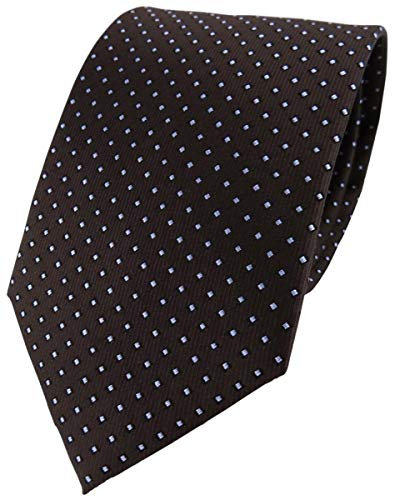 TigerTie Designer Seidenkrawatte in braun blau gepunktet