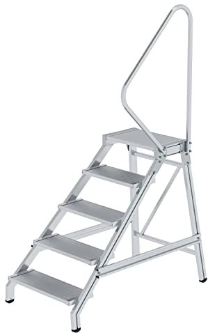 Aluminium-Montagetritt mit Handlauf, starr 5 Stufen Arbeitshöhe bis ca. 3,00 m
