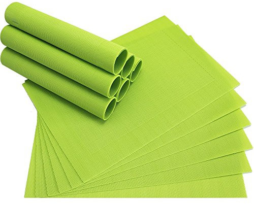 matches21 Edle Tischsets Platzsets BORDA Platzmatten 12er Set hellgrün kiwi gewebt aus Kunststoff 45x30 cm abwaschbar Platzdeckchen Esstischunterlagen vom Tischwäsche Spezialist