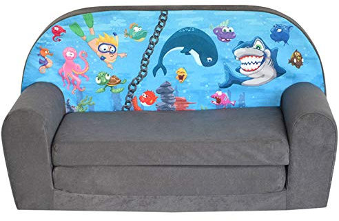 FORTISLINE – Kindersofa MINI ausklappbar 40x78x45cm - Kindersofa für Kinder 2in1 - Kindercouch ausklappbar - Schlafcouch aus Schaumstoff - Abnehmbarer Bezug - Viele Motive