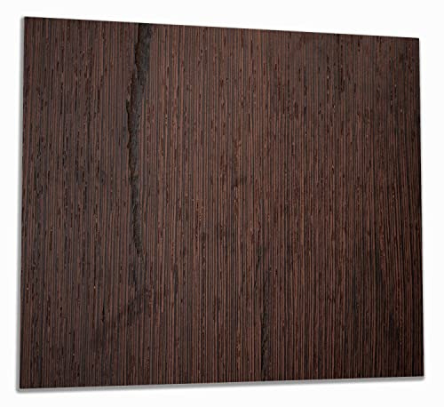 Wallario Herdabdeckplatte/Spritzschutz aus Glas, 1-teilig, 60x52cm, für Ceran- und Induktionsherde, Holz-Optik Textur dunkelbraunes Holz