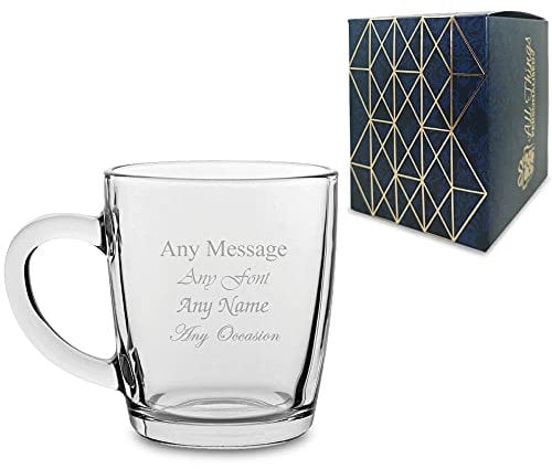 Personalised Engraved Barrel Toughened Mug 12oz Coffee Hot Drink Birthday Gift