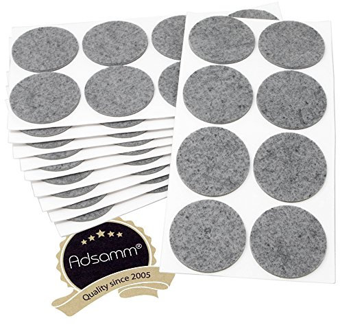 Adsamm® / 80 x Selbstklebende Filzgleiter/Grau/ø 60 mm/Rund/Möbelgleiter aus Filz mit 3.5 mm Stärke/Möbel- und Bodengleiter