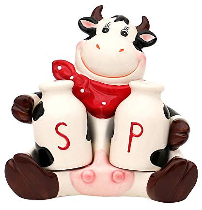 Dekohelden24 22508 Lot de 3 salières et poivrières en céramique Motif vache 14,5 x 10 x 13,5 cm