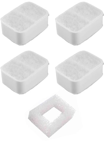 Katzenbrunnen Filter, Ersatzfilter für Trinkbrunnen 1 Schaumstofffilter 4 Premium Aktivkohlefilter aus Baumwolle für Haustiere, Brunnenfilter Passend für YOUTHINK Keramik-Trinkbrunnen