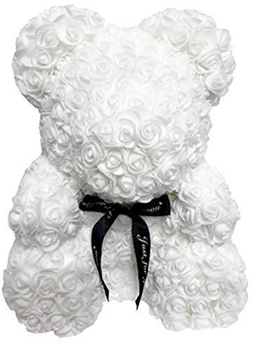 Trafagala Ours en Rose Ours en Peluche Cadeau De Décoration PE De 25cm Artificiel Mini Nounours Rose Artificiel Fleurs pour Le Cadeau De Valentines De Femmes
