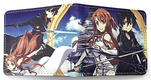 WANHONGYUE Cartoon Anime Brieftasche Geldbörse Herren Kunstleder Geldbeutel Wallet Bifold Münzfach Karten Geldtasche Sword Art Online