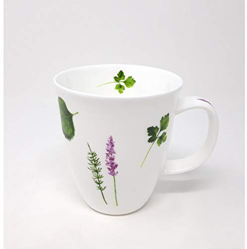 6er Set Becher Tassen PRIMA Vera mit Kräutern für 350ml weiß Porzellan TeaLogic