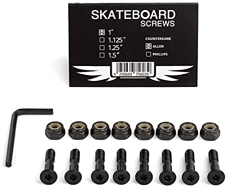 Skateboard Hardware Montage Set 1 Zoll Allen - Longboard Schrauben Satz mit Innen-Sechskant Schlüssel