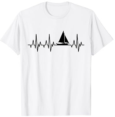 Segelboot Herzschlag Segeln EKG Boot Skipper Segelschiff T-Shirt