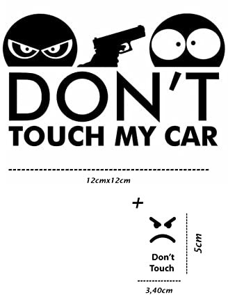 NewTeam Aufkleber Don't Touch My Car für Auto, Motorrad, Helm, Fahrrad, LKW, Bus, Telefon, Tablet, Laptop, Holz, Wand - Humor - Vinyl - Wetterfest - Rechteck - Outdoor, Indoor - 12 cm x 12 cm