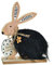 Osterhase mit Osterei Frohe Ostern 19x15cm schwarz Weiss braun w391 Holzhase XL Deko Ostern Hase Aufsteller Holz Osterdeko Punkte Streifen gepunktet