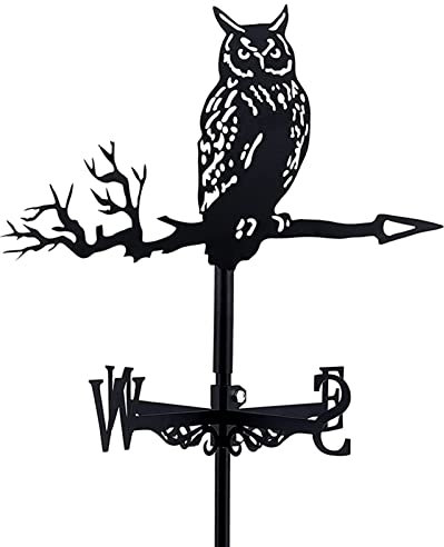 ANCNA Veleta Veletas Búho Creativo en la Rama Esculturas Indicadores de dirección del Viento Revestimiento de Veleta de Hierro Casas Granja Patio Césped Jardín Veletas