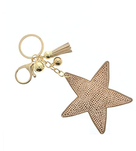 Porte-clés en forme d'étoile avec strass pour femme et fille, champagne