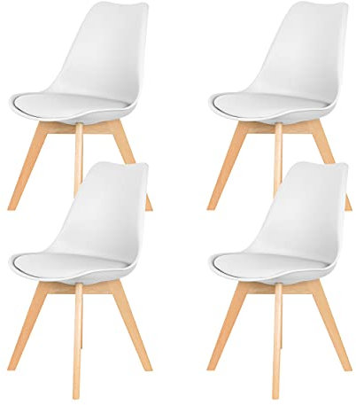 IHANA Esszimmerstuhl mit gepolsterter Sitzfläche und Beinen aus massivem Buchenholz für Mitte des Jahrhunderts, modernes Esszimmer, Wohnzimmer, Schlafzimmer, Küche und Lounge