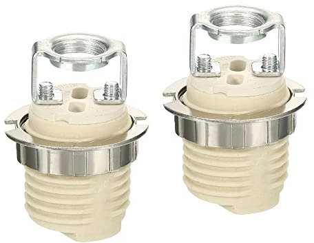 PATIKIL G9 Lumière Base Prise Trousse, 2 Paquet Céramique Lampe Support Base avec Prise Anneau Déménagement Outil, Blanc