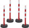 AUA SIGNALETIQUE -Kit 4 POTEAUX PVC Ø 63 mm sur Socle Lesté Classe 2 – Rouge/Blanc (Kit 4 Poteaux sans Chaine)