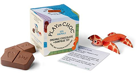 PLAYin CHOC Überraschungswürfel Schokolade, Tiere des Ozeans, 20g