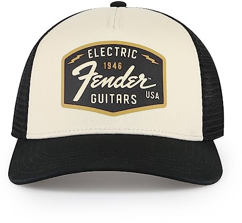 AMERICAN NEEDLE Fender Guitars Patch Uni verstellbare Snapback Baseballmütze, Schwarz/Elfenbein (Sinclair), Einheitsgröße