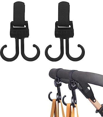WeddHuis 2 Pcs Kinderwagen Haken, kinderwagen haken drehbar, Kinderwagen Klammern Haken, Kinderwagen Haken für Wickeltaschen, Kinderwagen Klammer Universal, kopfstütze haken, Karabiner Kinderwagen