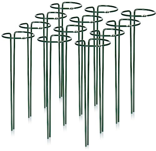 com-four® 12x Blumenhalter - Staudenhalter für Blumen (Höhe: 35 cm) - Pflanzenhalter als Blumenstütze, Rankengewächse, Rosenstütze, Stauden, Staudenring rund für den Garten, Balkon, Terrasse