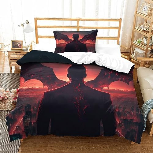 SIBREA SetBedding Lucifer Zweiteilige Bettwäsche, Mikrofaserqualität, weich, knitterfrei, sommerweich, leicht, Größe: 135 x 200 cm (1 Bettbezug mit 1 Kissenbezug)