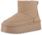 VAN HILL Damen Winter Boots Plateau Profilsohle Bequem Schuhe 213912 Hellbraun Lack 40