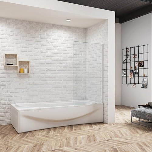 Acezanble Badewannenaufsatz Dusche Duschabtrennung Duschwand für Badewanne,Mattgrau,1-tlg,Feste,80cm