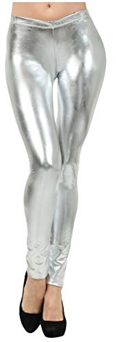 Lack Leggings Damen Glänzend Xxl - Lederoptik Lederleggings Strumpfhosen Pu Leder High Waist Kunstleder Leggings - Metallic Hose Silber Lederoptik Lederleggings Strumpfhosen Pu Kunstleder Leggings