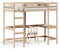 ShGaxin Hochbett mit Schreibtisch 90x200 cm Massivholz Kiefer, Bettgestell, Jugendbett, Schlafzimmer Bett, Bed Fram - 842850
