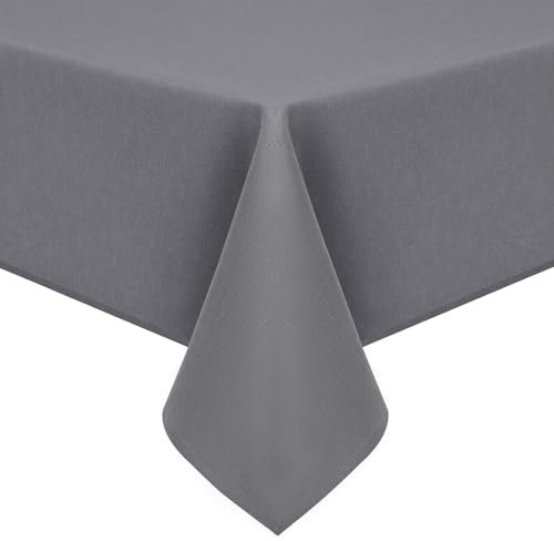 Homaxy Linen Table Cloth Wipe Clean 140x180 cm, Wipeable Water Resistant Rectangular Tablecloth, Fabric Washable Dining Table Cover for Kitchen Indoor Outdoor, Grey