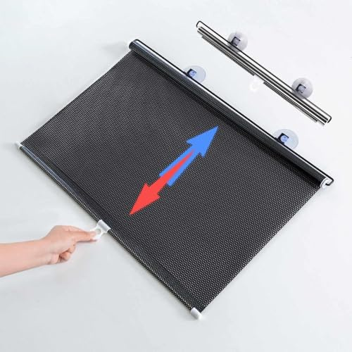 Isolierte Verdunkelungsrollos, Einziehbar Sonnenschutzrollo Mit Saugnäpfen, Sichtschutzvorhänge, Tragbare Temporäre Jalousien, Für Schlafzimmer, Wohnzimmer, Büro Und Auto,Black-50x125cm/20x49in