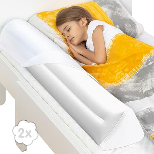 Aufblasbarer Rausfallschutz Bett Reise 1.2M, 2er Set, Aufblasbares Sicherheitsgeländer für Kinderbetten, Absturzsicherung für Kinder, Bettschutzgitter für Kinder mit Pumpe, Reise Rausfallschutz Bett
