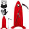 Yi'antai Sensenmann Kostüm Halloween, Halloween Umhang Set mit Maske Handschuhe und Plastiksense, Unisex Cape 140 cm für Halloween Party Dekoration Cosplay (Rot A)