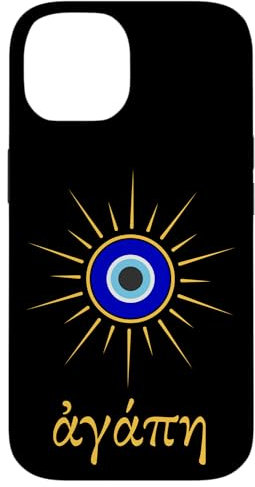Agape means Love in Greek with traditional Greek Evil Eye Case for iPhone 14