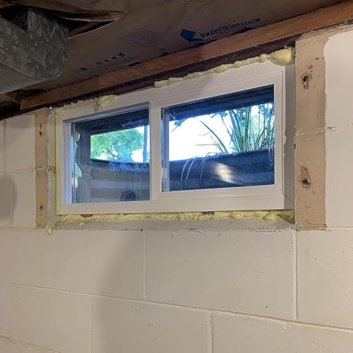 WDJBPSH Schiebefenster Weiß Ersatz Kellerfenster, 30 29 28 27 26 25 24 23 22 21 20 Zoll Groß Horizontales Schiebefenster, Abschließbares Glasfenster für Privatsphäre und Belüftung(WxH 26x20in)