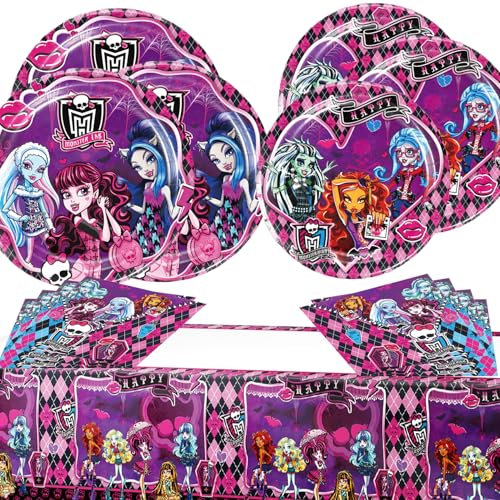 Monster Partygeschirr Set, Deko Geburtstag Partygeschirr, Kinder Partygeschirr Party Supplies Set, Cartoon Geburtstag Deko